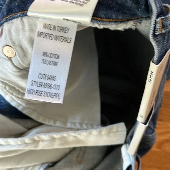 AGolde High Rise Stovepipe Jeans Size 28 NWT